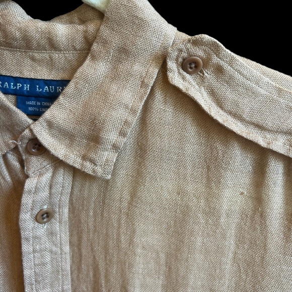 Ralph Lauren 100% Linen Tan Long Sleeve Button Down Women's Shirt Size 6 - Picture 6 of 7